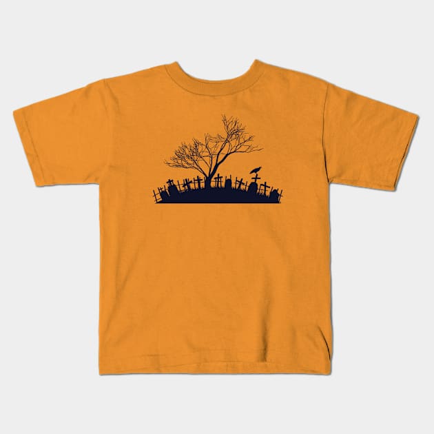 Spooky Series: Spooky Cemetery Kids T-Shirt by Jarecrow 